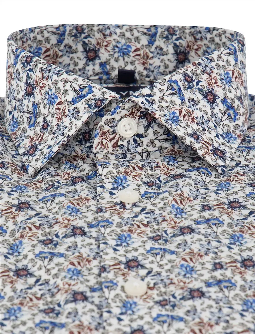 Olymp overhemd ml 5 wit blauw
