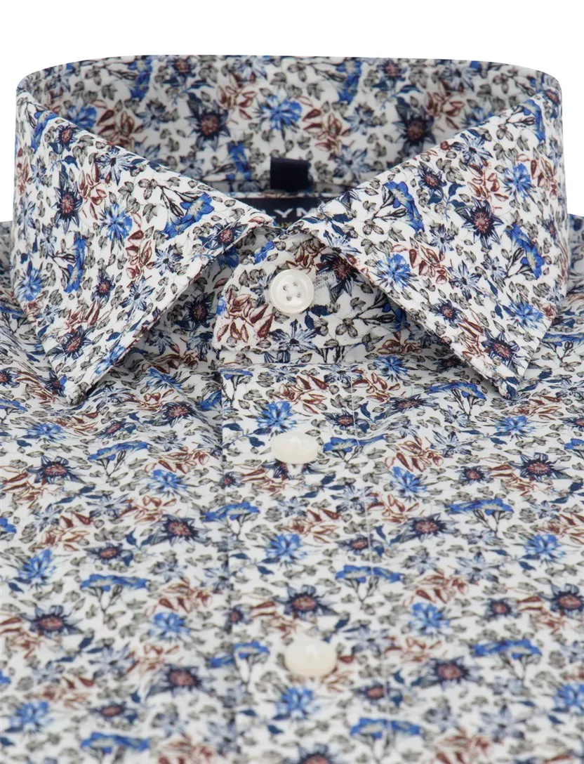 Overhemd Olymp Luxor Modern Fit blauw geprint katoen