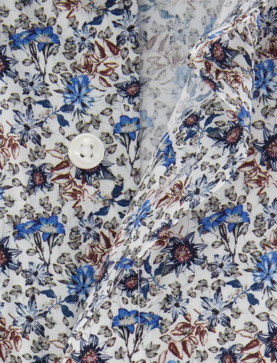 Olymp overhemd ml 5 wit blauw