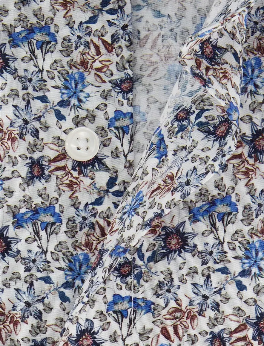 Olymp overhemd ml 5 wit blauw