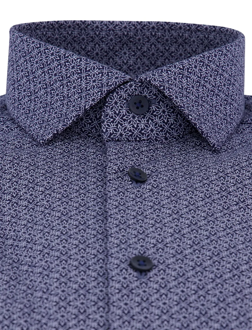Olymp overhemd ml 5 blauw patroon