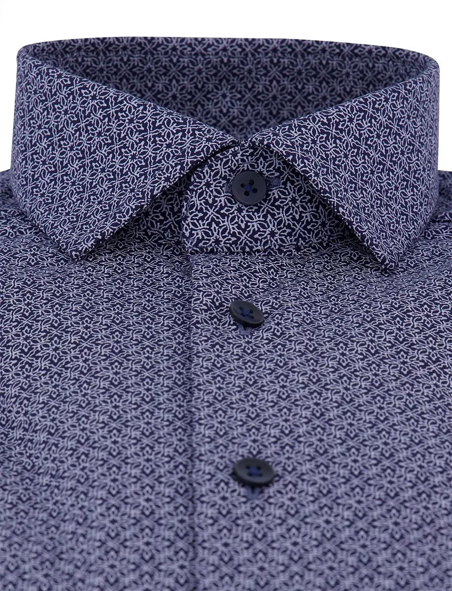 Olymp overhemd ml 5 blauw patroon
