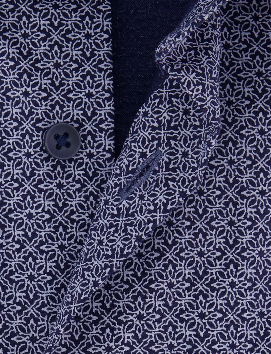 Olymp overhemd ml 5 blauw patroon