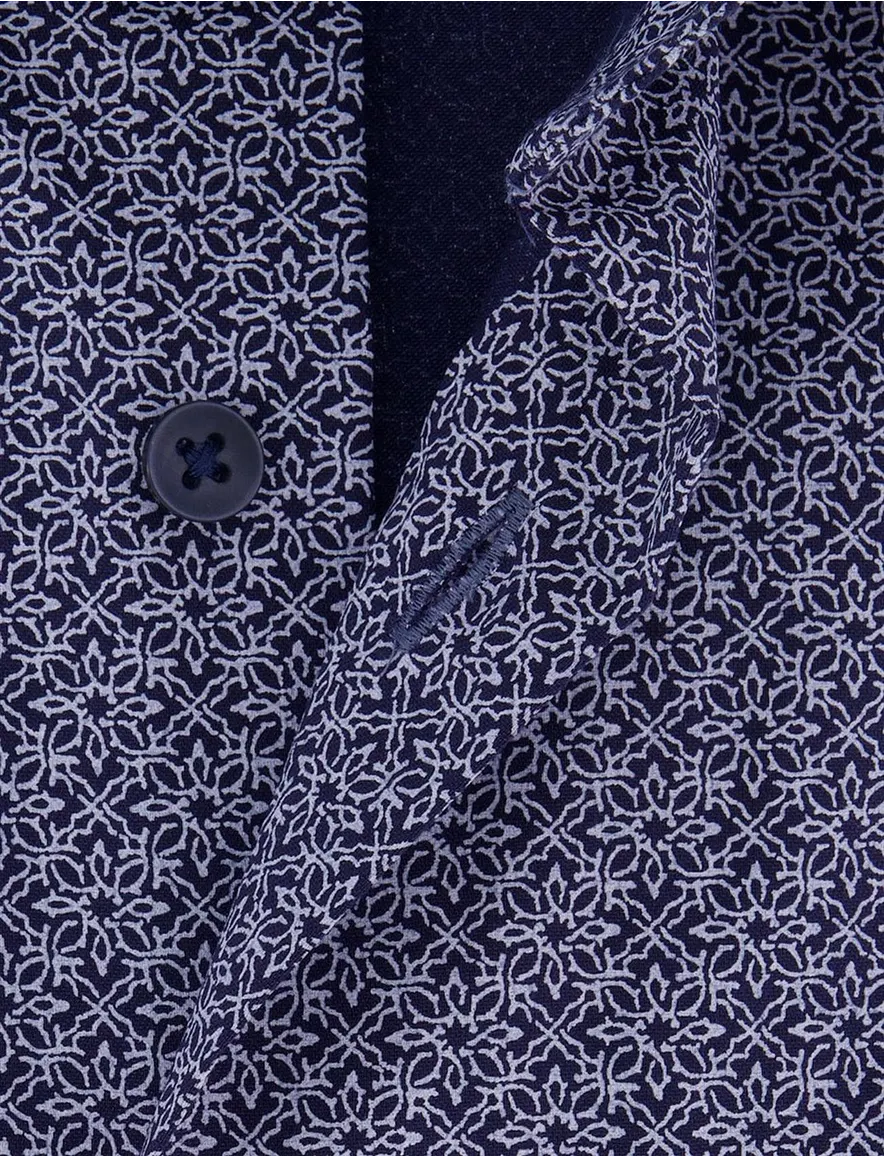 Olymp overhemd ml 5 blauw patroon