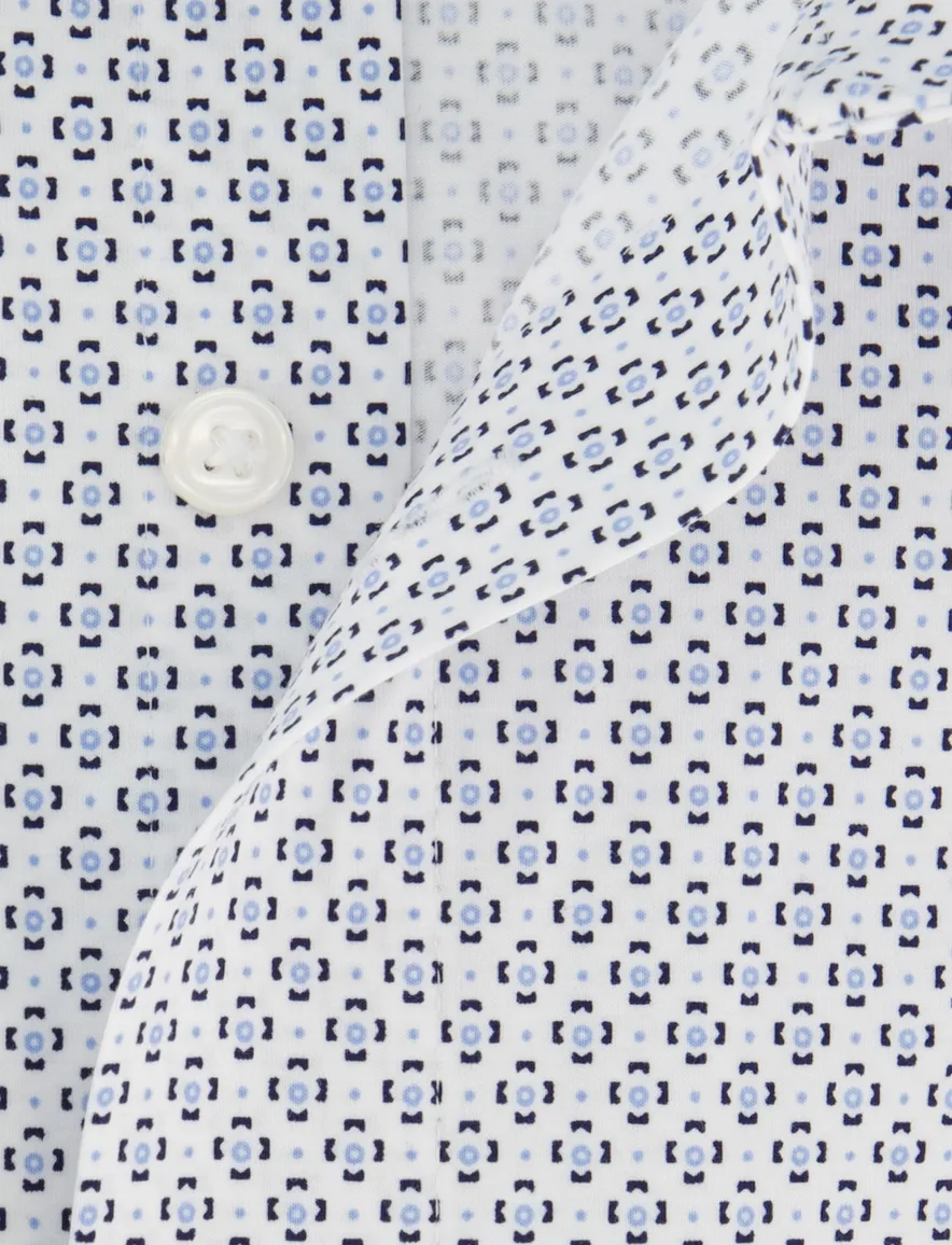 Olymp overhemd blauw geprint katoen