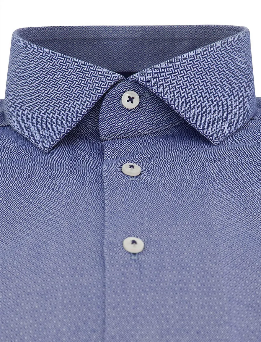 Olymp overhemd ml 5 blauw patroon