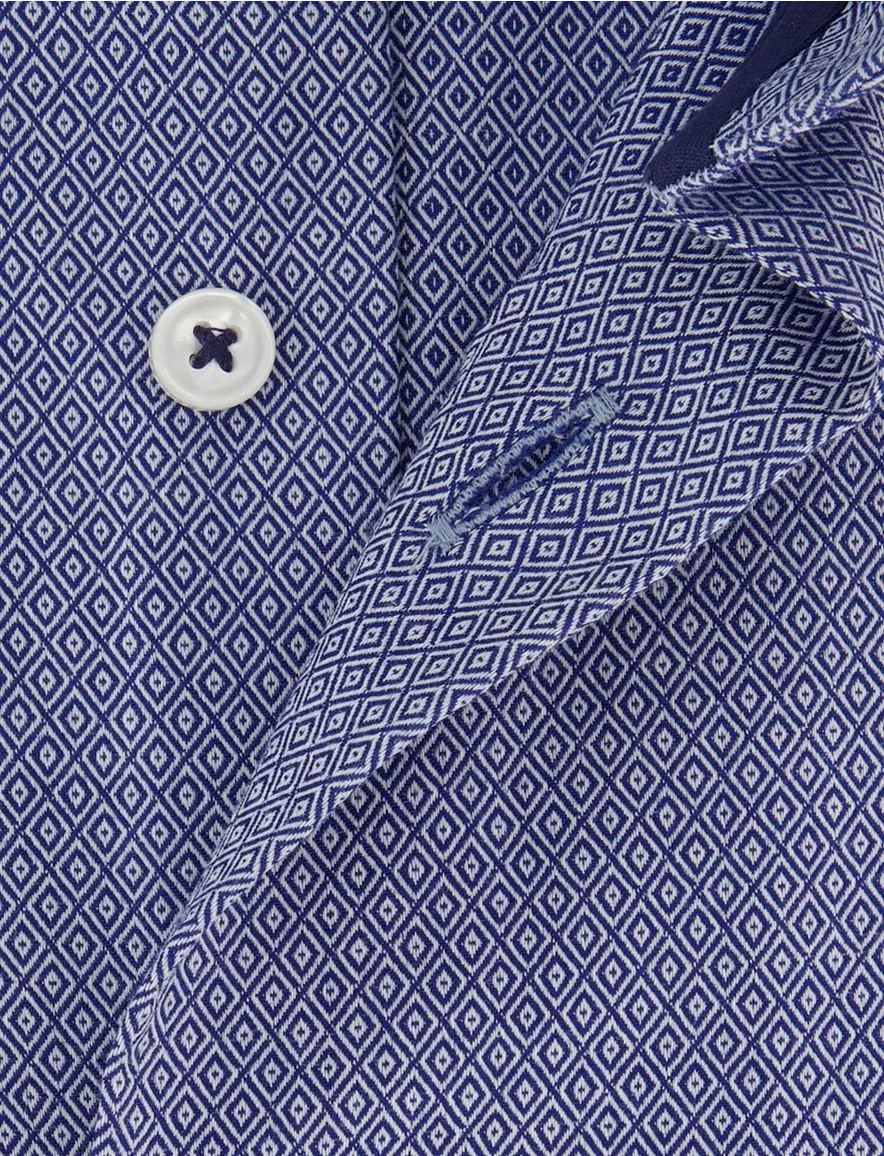 Olymp overhemd ml 5 blauw patroon