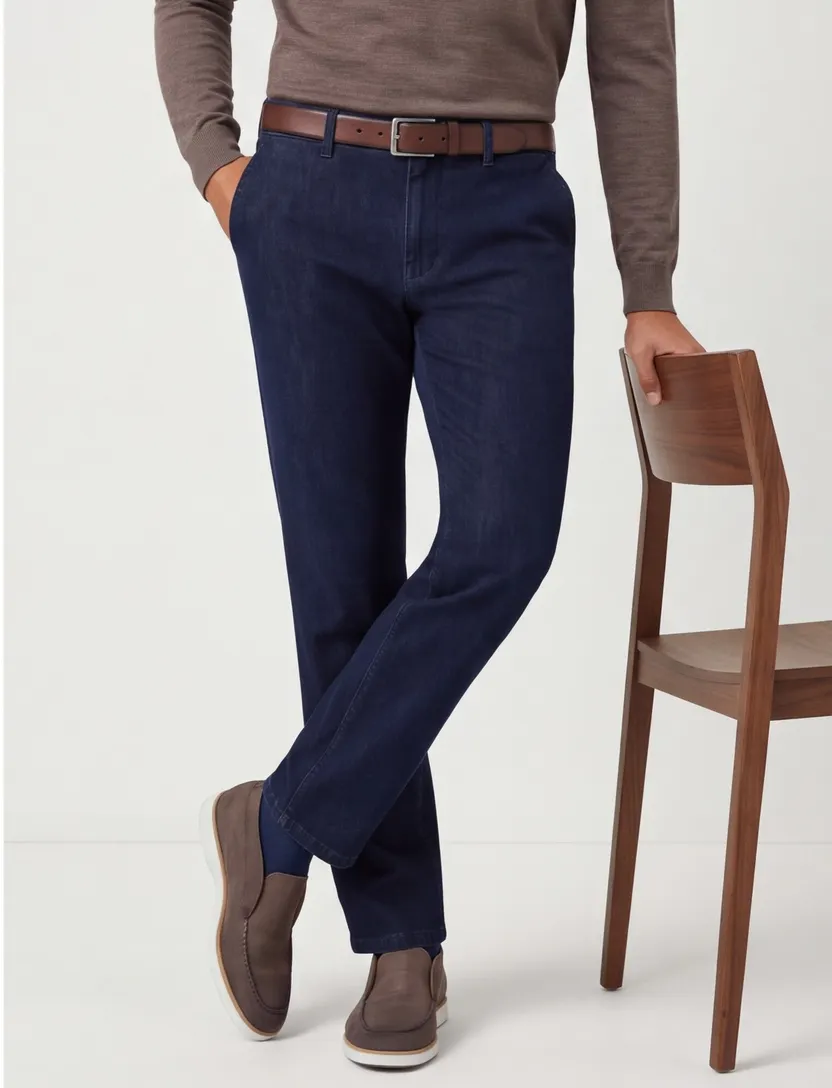 Pantalon Eurex donkerblauw flatfront model normale fit