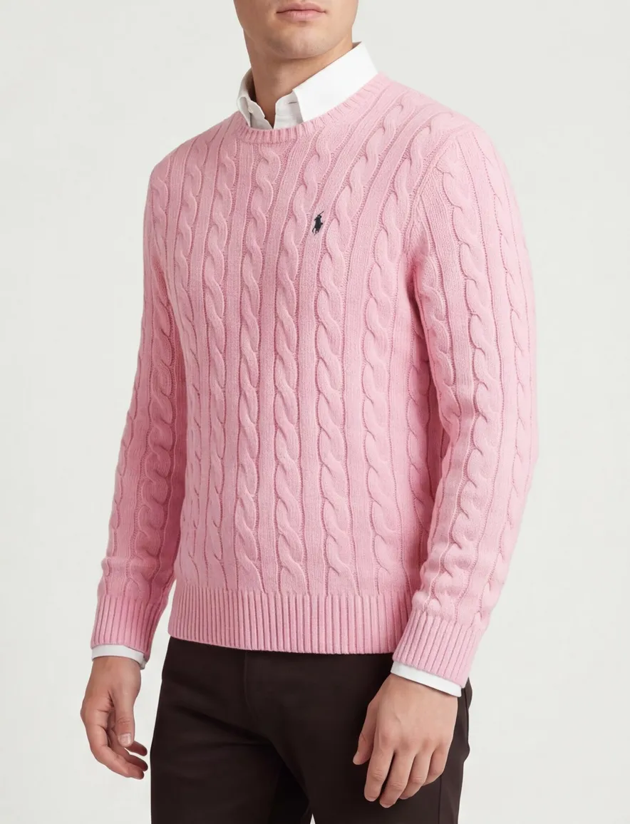 Polo Ralph Lauren kabeltrui wol roze