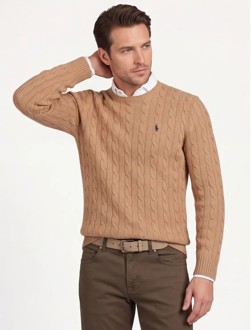 Polo Ralph Lauren kabeltrui wol bruin