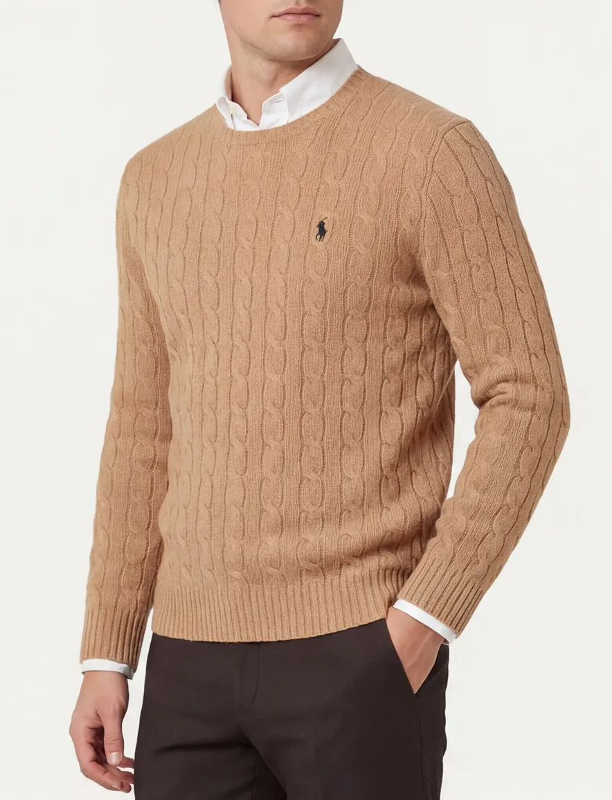 Polo Ralph Lauren kabeltrui wol camel