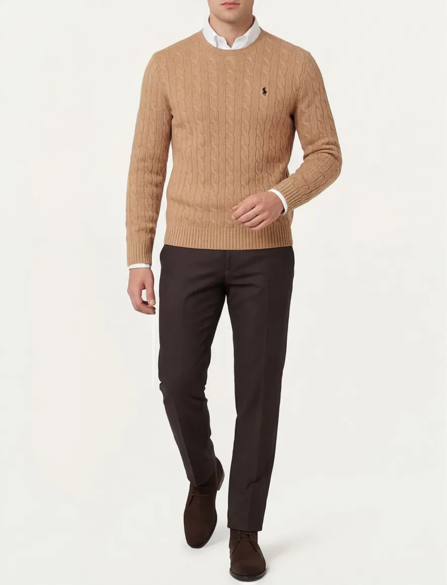 Polo Ralph Lauren kabeltrui wol camel
