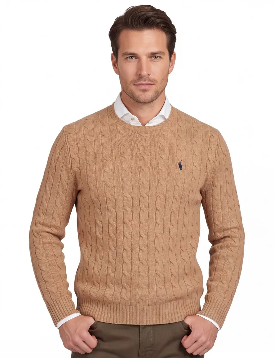 Polo Ralph Lauren kabeltrui wol bruin