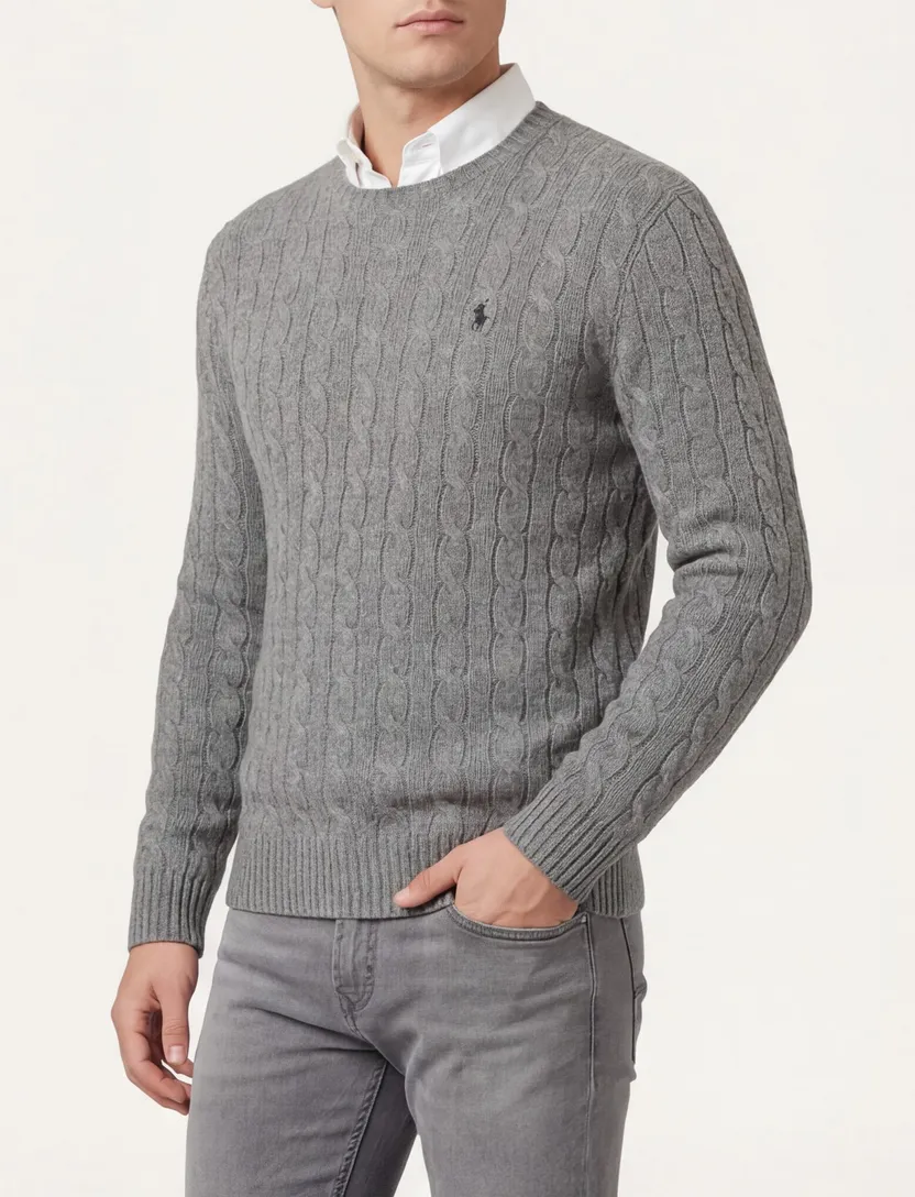 Polo Ralph Lauren grijs kabeltrui wol
