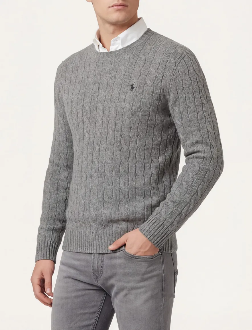 Polo Ralph Lauren kabeltrui wol grijs
