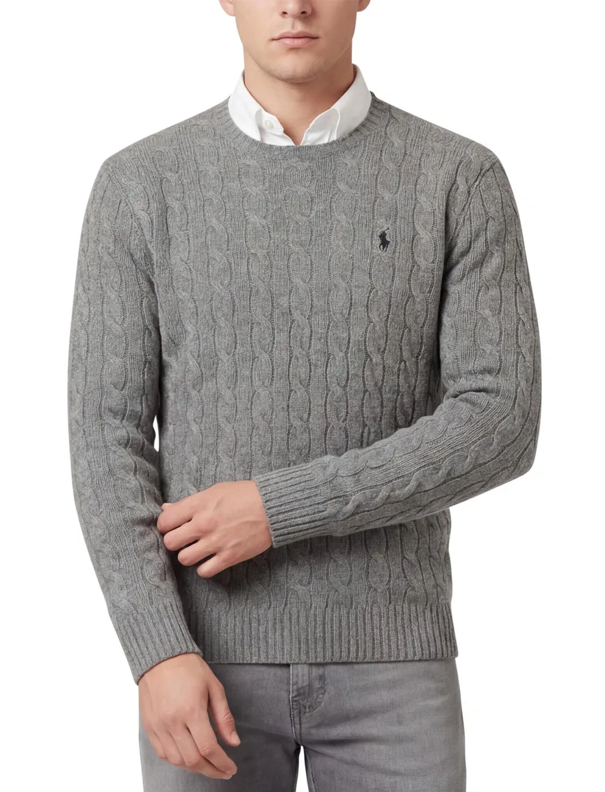 Polo Ralph Lauren kabeltrui wol grijs