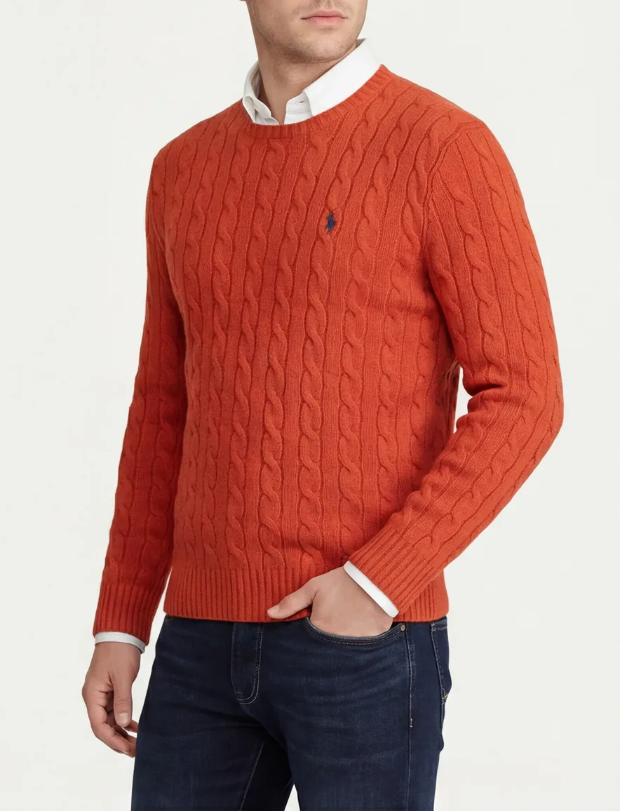 Polo Ralph Lauren kabeltrui katoen oranje