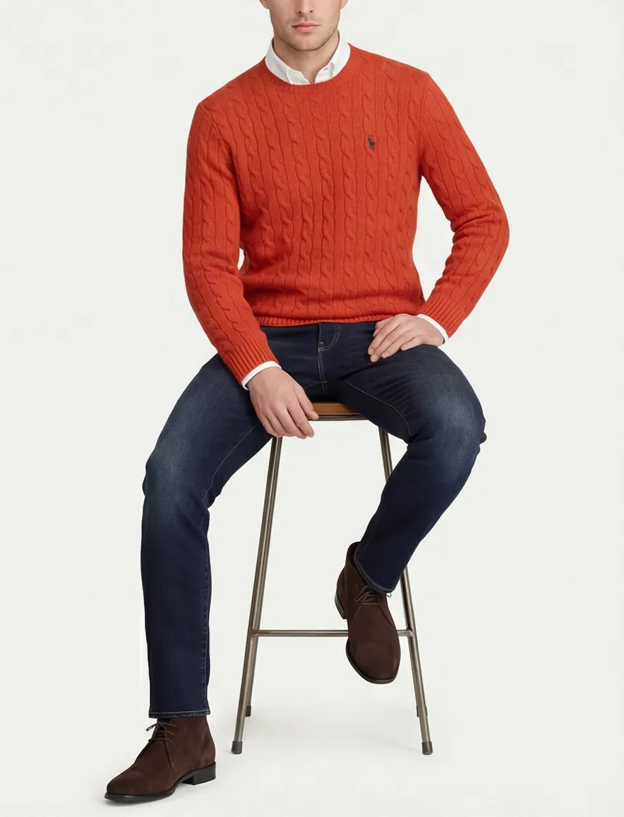 Polo Ralph Lauren kabeltrui katoen oranje