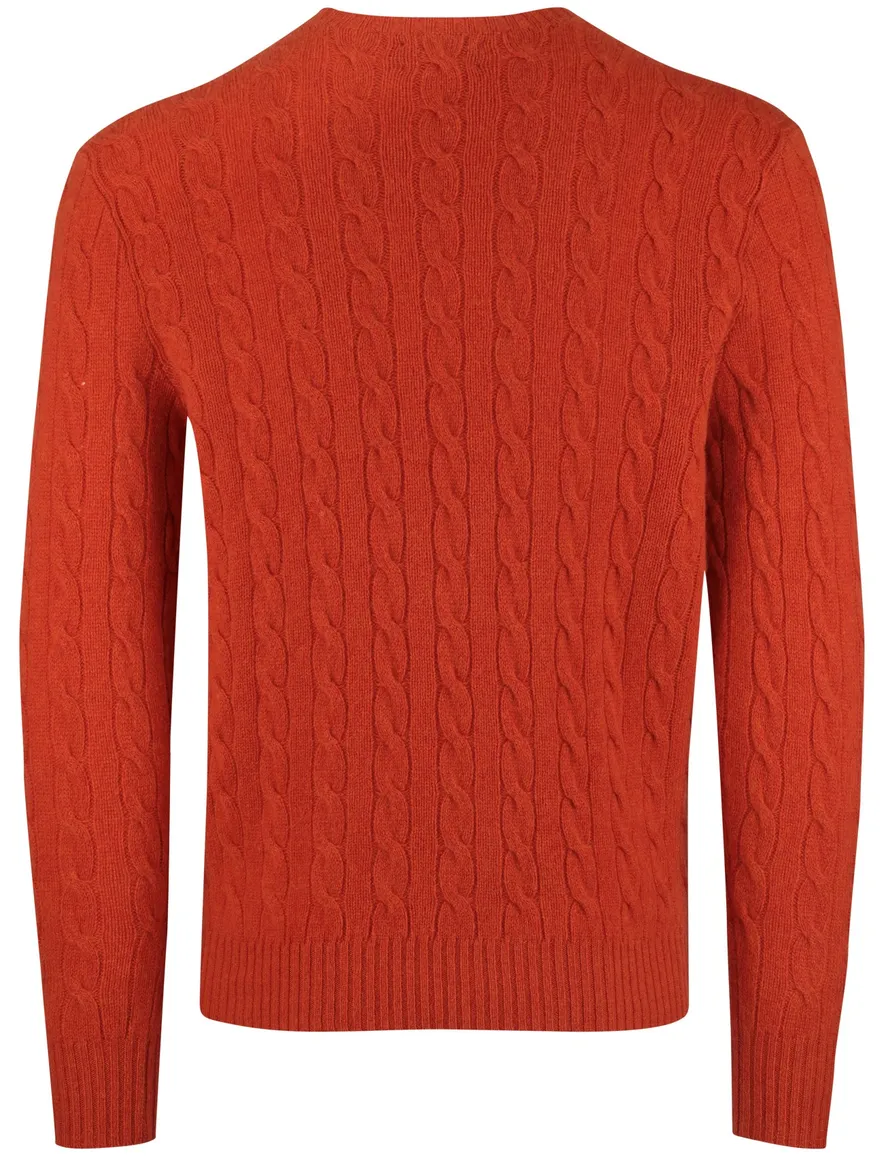 Polo Ralph Lauren oranje kabeltrui wol