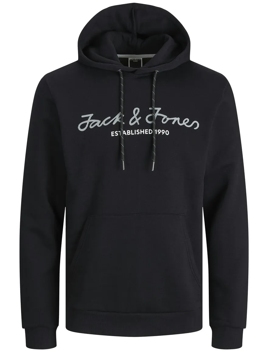 Jack & Jones hoodie zwart katoen met logo
