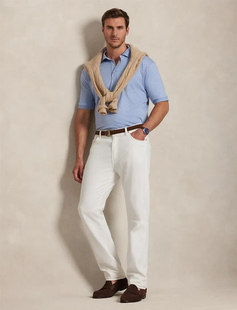 polo big wijde fit polo ralph lauren big en tall katoen lichtblauw