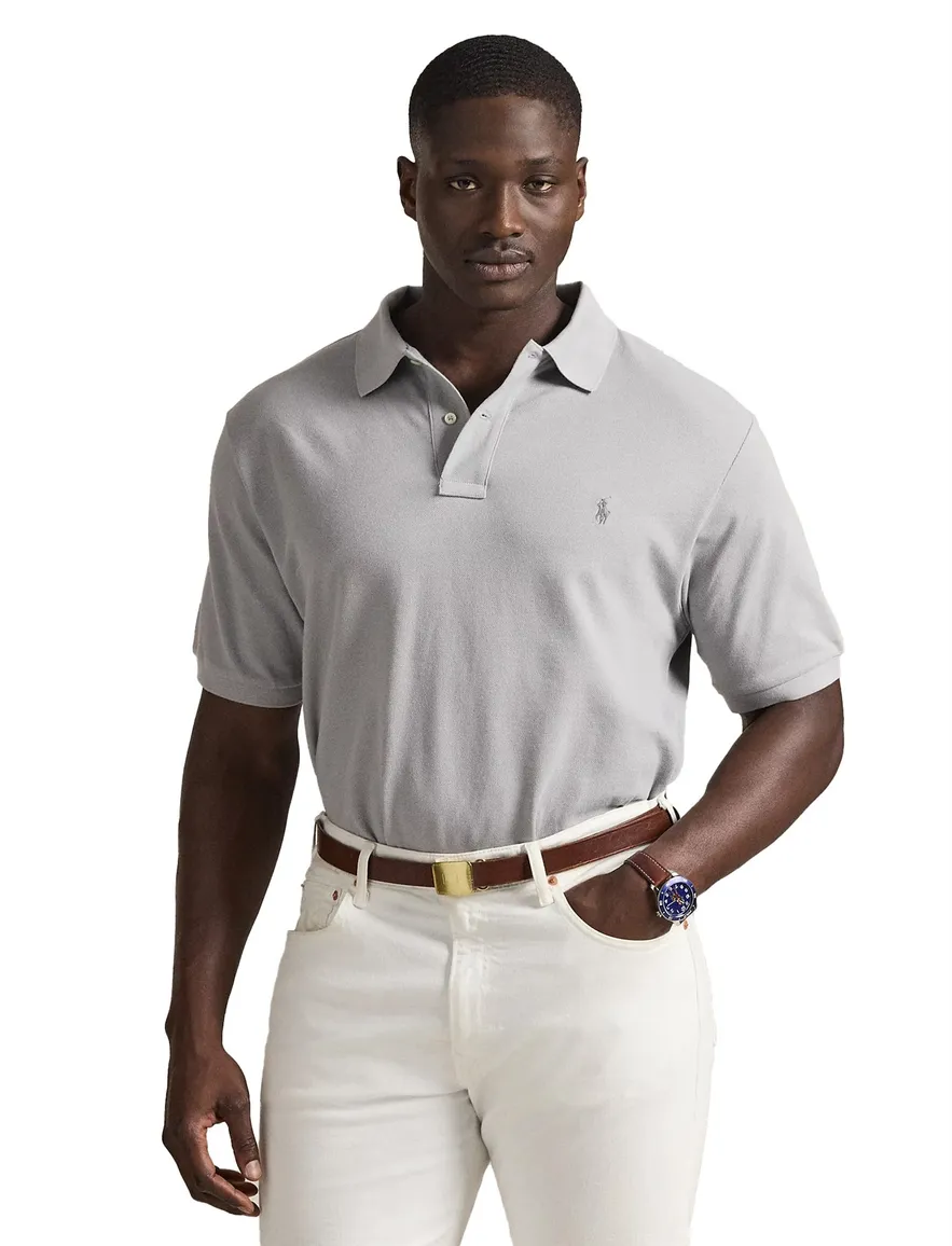 Polo Ralph Lauren polo big en tall grijs wijde fit 2-knoops