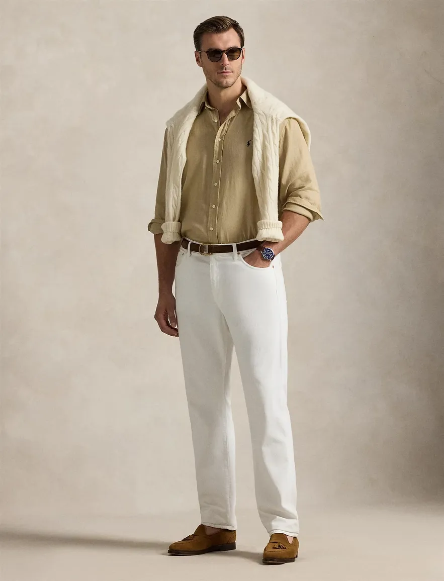 Polo Ralph Lauren Big & Tall overhemd linnen beige