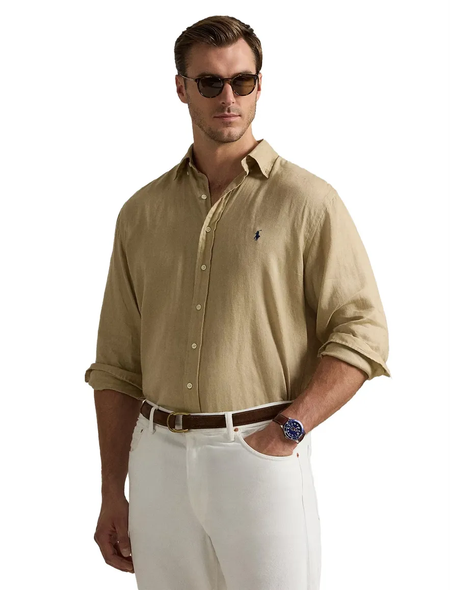 Polo Ralph Lauren Big & Tall overhemd linnen beige