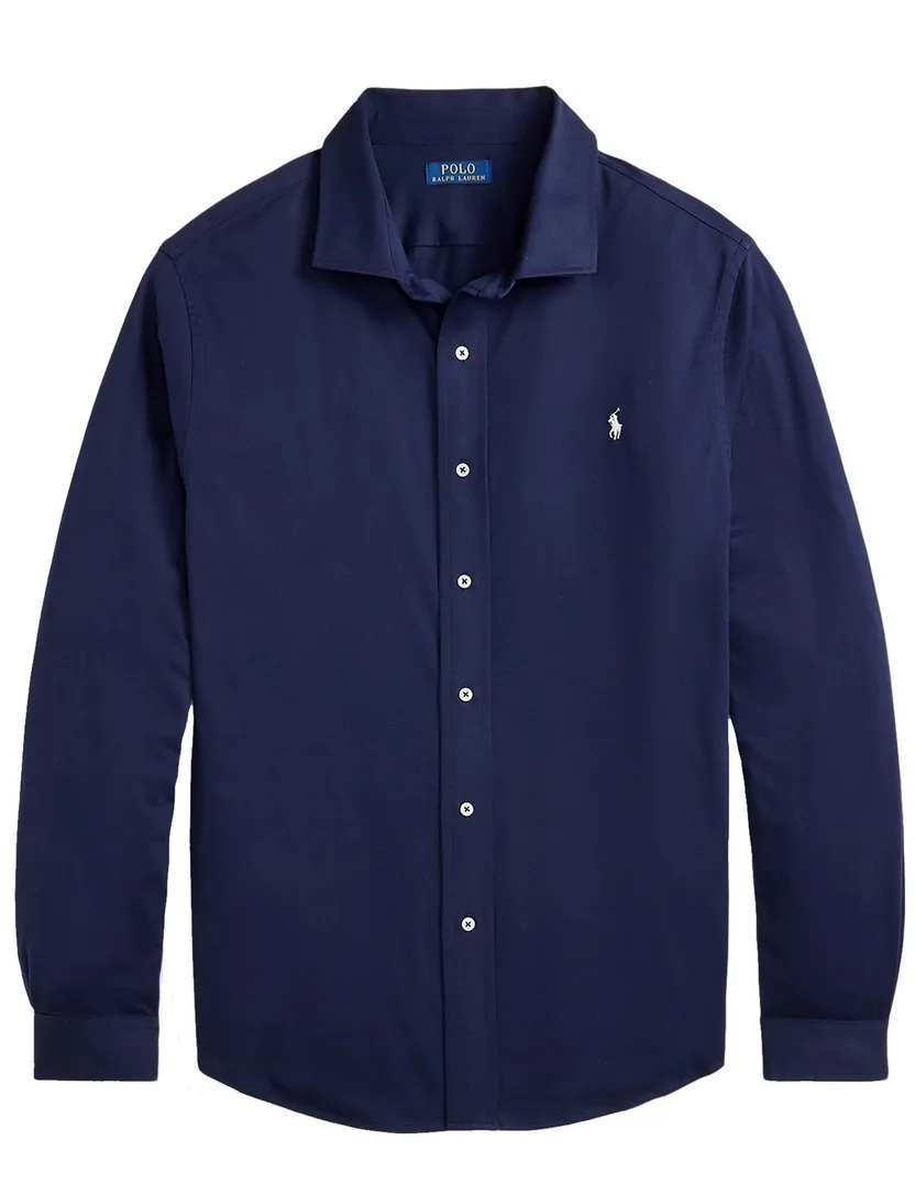 Polo Ralph Lauren Big en Tall overhemd donkerblauw katoen jersey