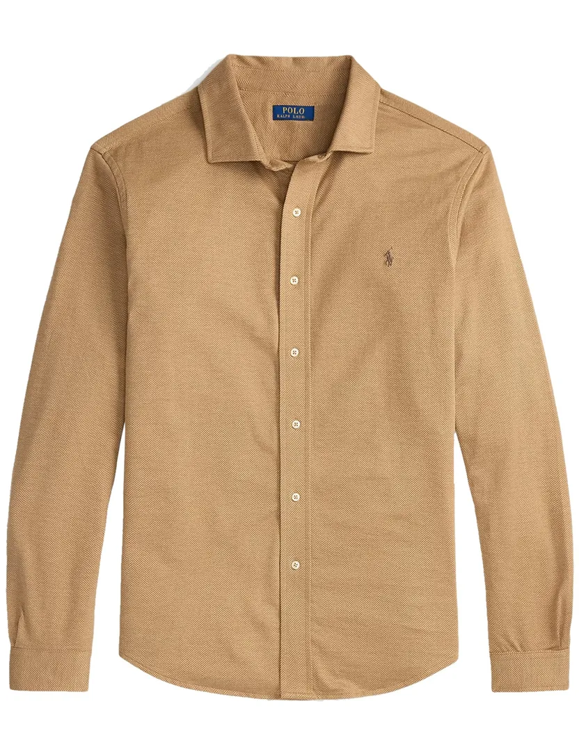 Polo Ralph Lauren big en tall overhemd bruin katoen wijde fit