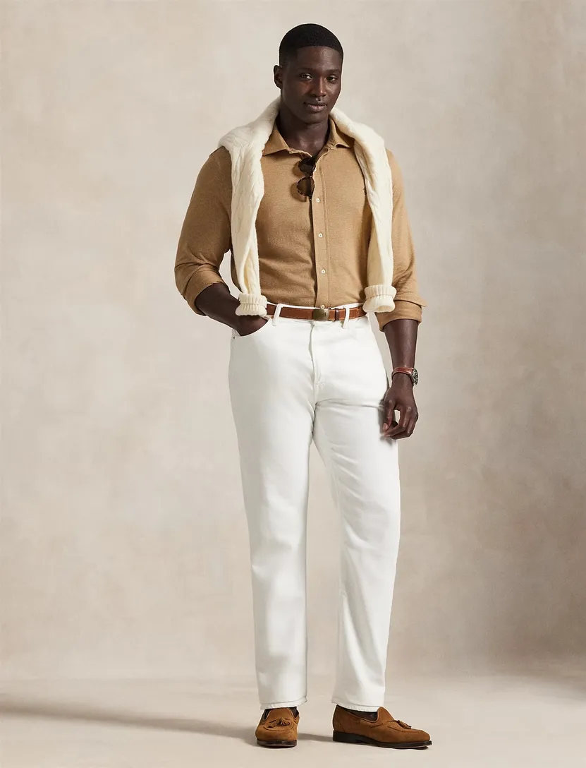 Polo Ralph Lauren big en tall overhemd bruin katoen wijde fit