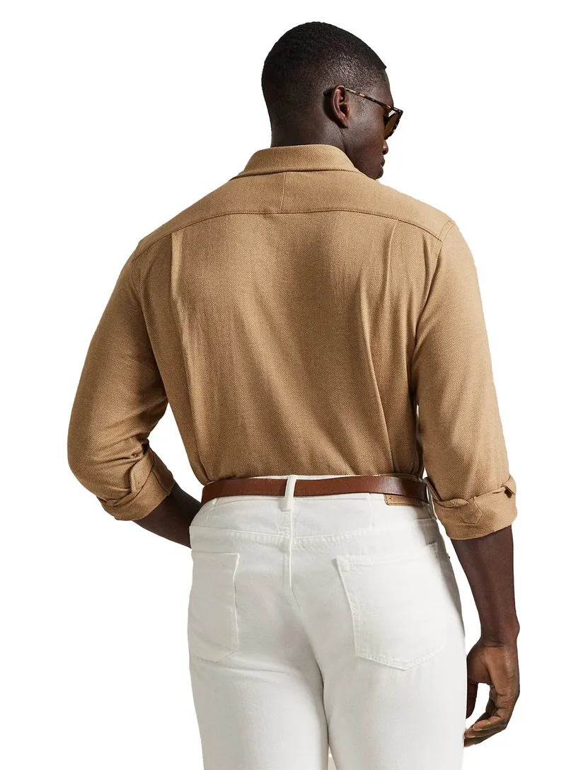 Polo Ralph Lauren big en tall overhemd bruin katoen wijde fit