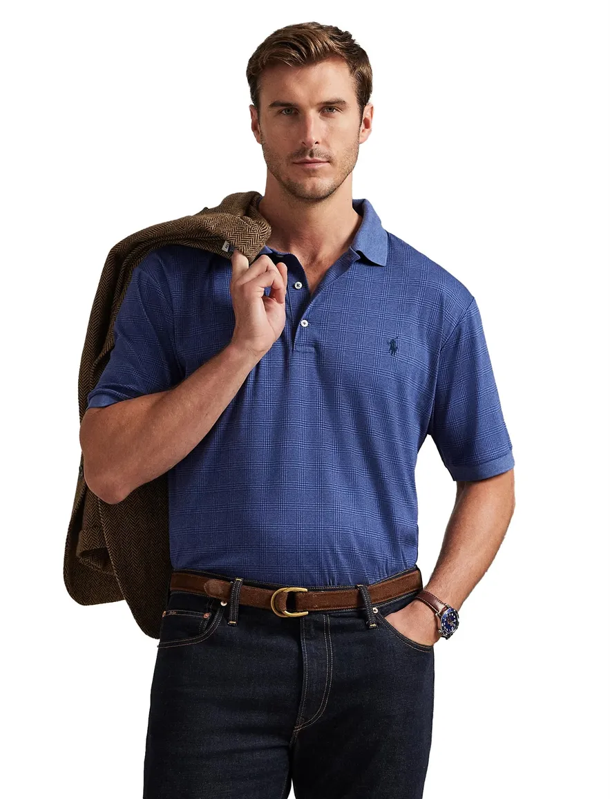 Polo Ralph Lauren polo big en tall donkerblauw geruit 2-knoops
