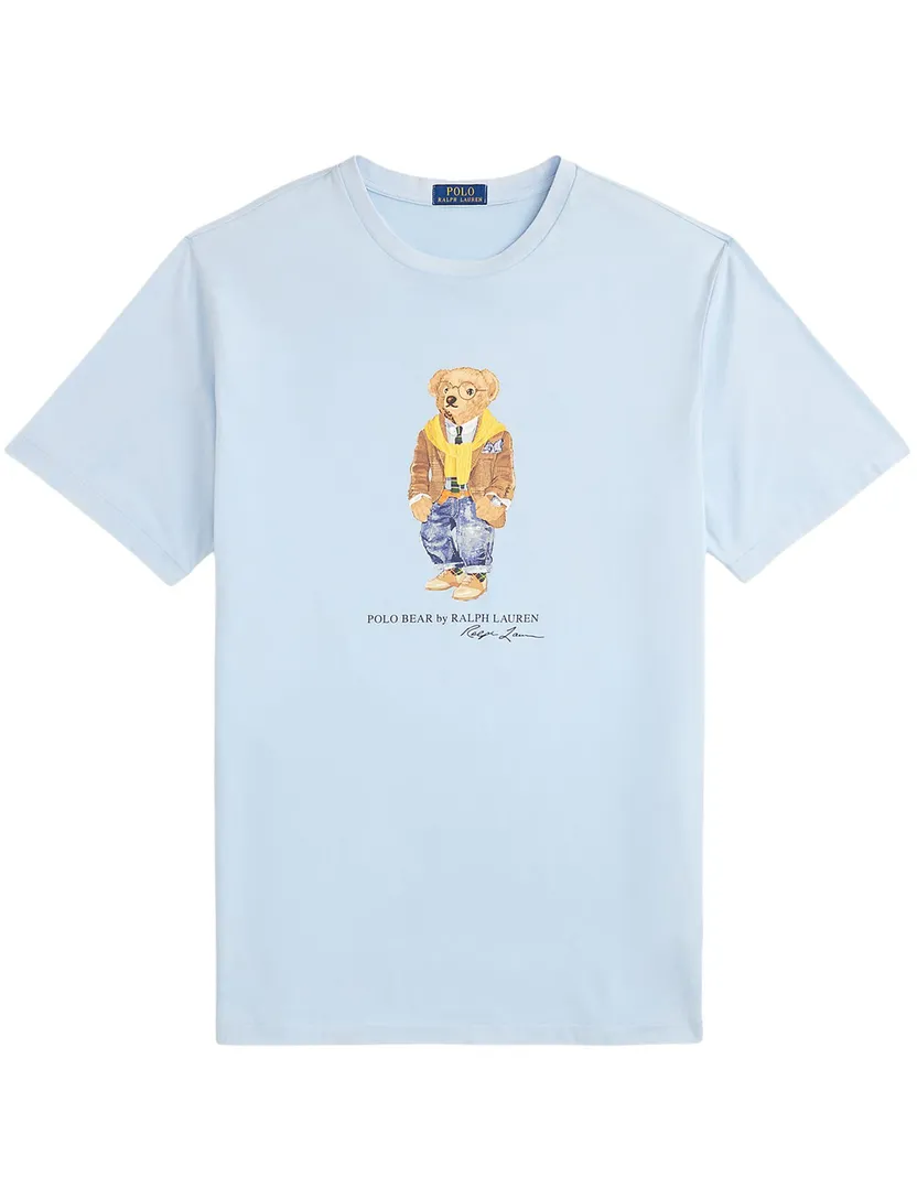 Bear print lichtblauw t-shirt Polo Ralph Lauren wijde fit Big&Tall