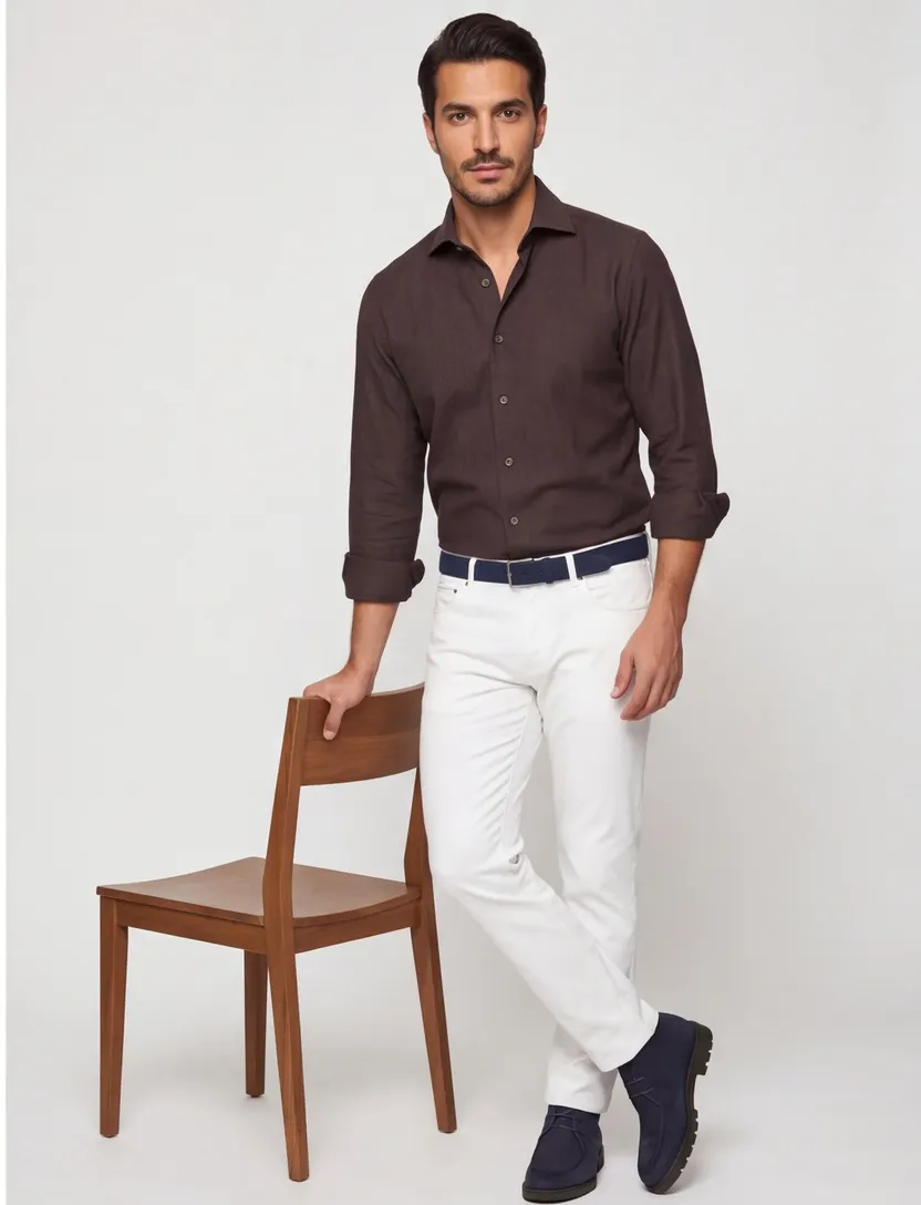 Ledub overhemd modern fit bruin