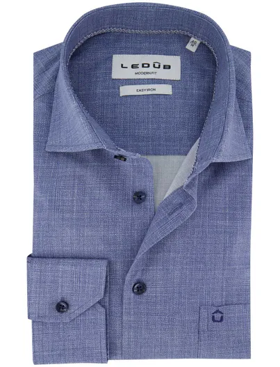 Ledub Ledub overhemd blauw katoen geruit ml7