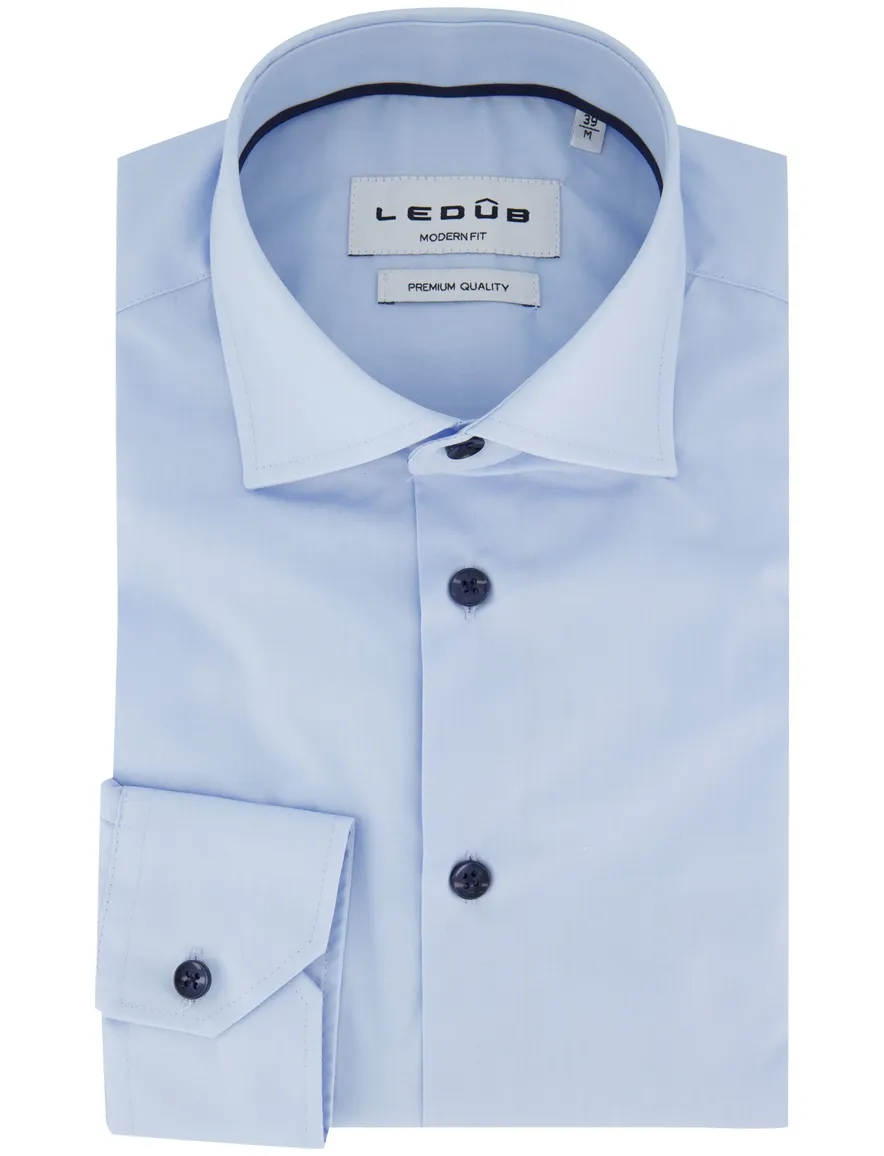 Ledub overhemd lichtblauw effen modern fit