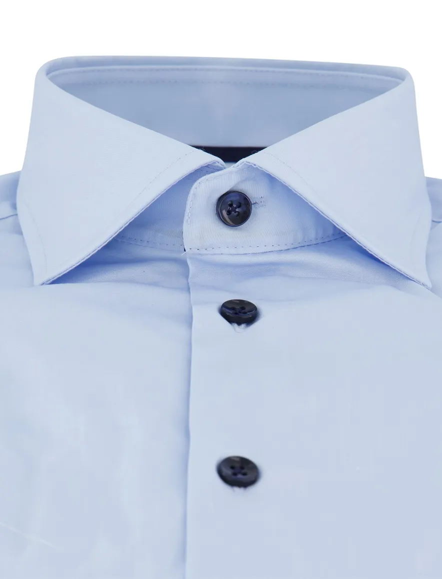 Ledub overhemd lichtblauw effen modern fit