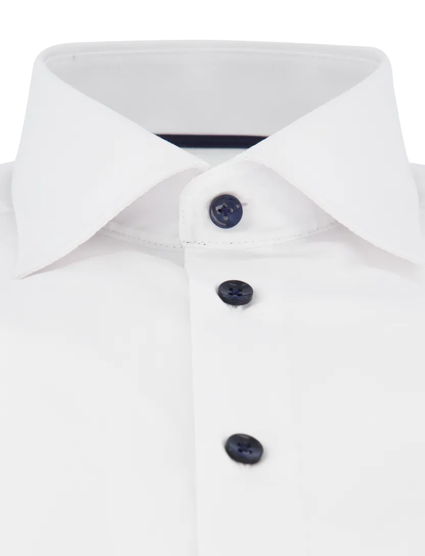 Ledub overhemd modern fit wit effen