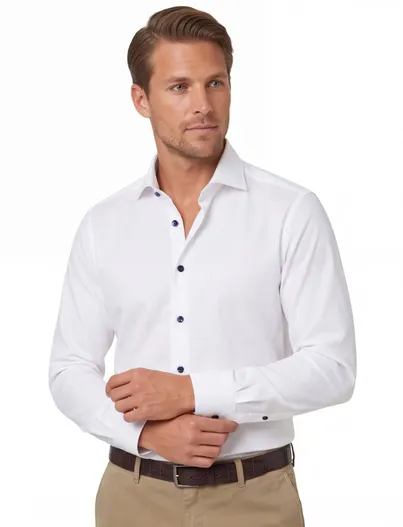 Ledub Ledub overhemd modern fit wit katoen
