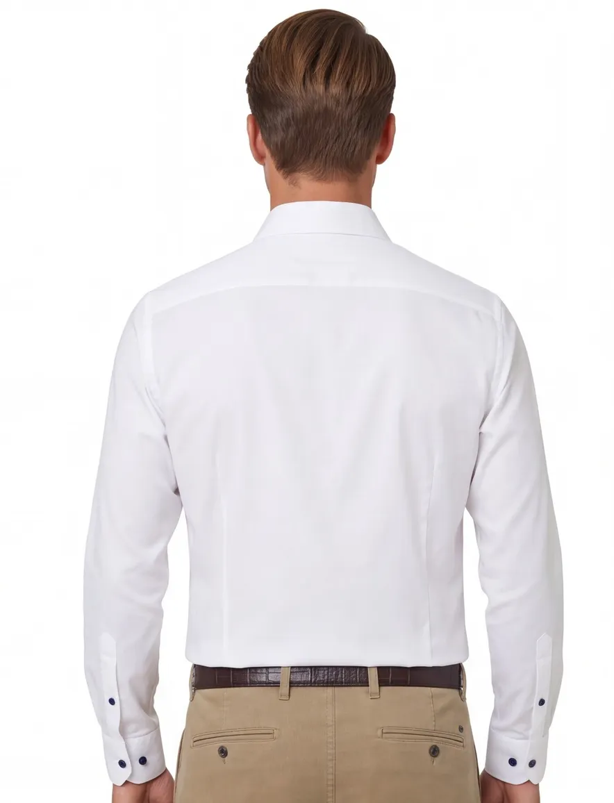 Ledub overhemd modern fit wit katoen