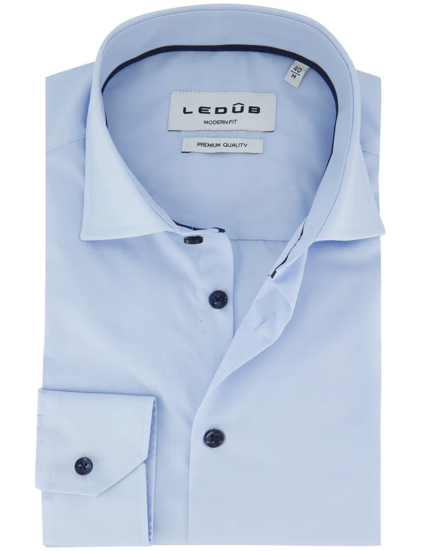 Ledub modern fit lichtblauw overhemd effen