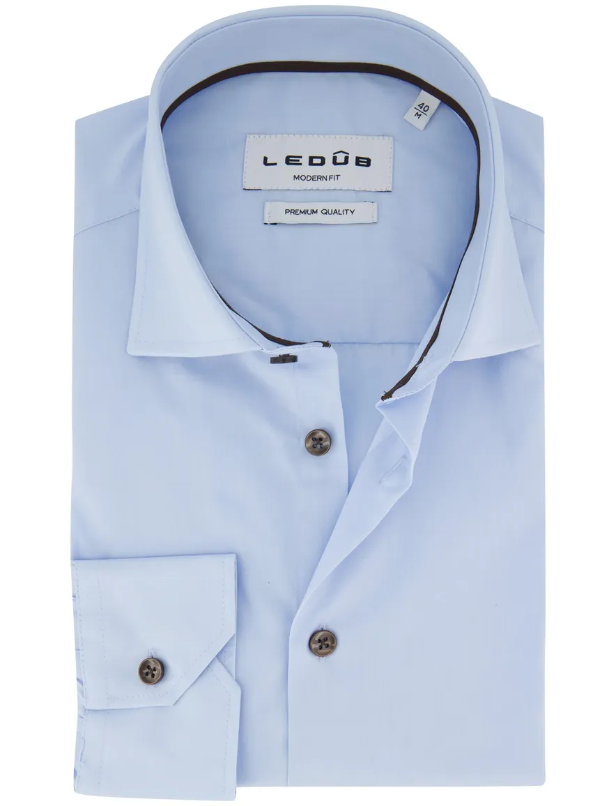Ledub overhemd modern fit lichtblauw effen