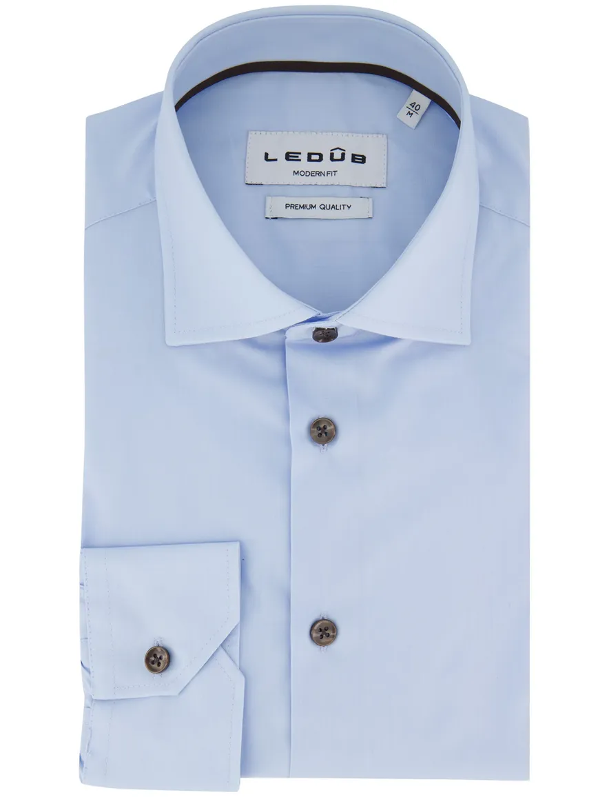 Ledub overhemd modern fit lichtblauw effen