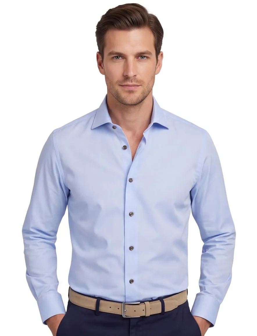 Ledub overhemd modern fit lichtblauw effen