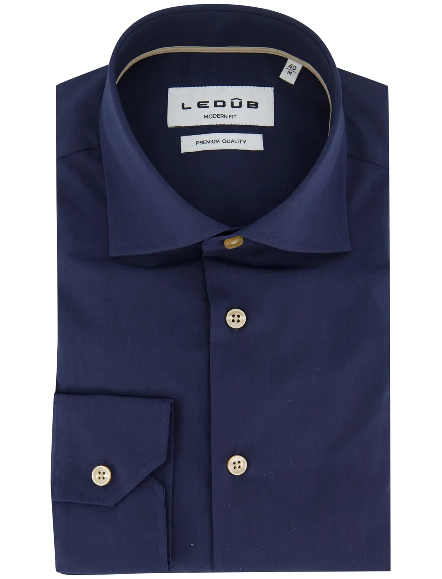 Ledub overhemd donkerblauw katoen