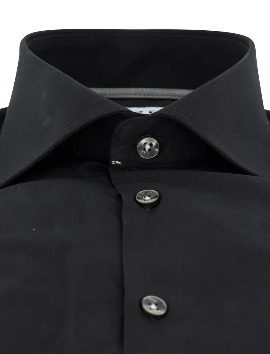 Ledub modern fit zwart overhemd effen