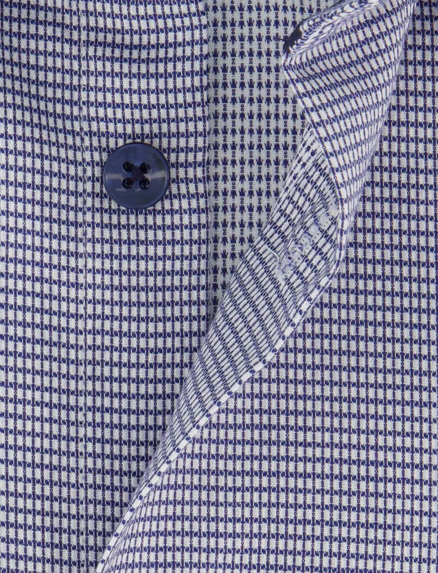 Ledûb overhemd ml 7 donkerblauw patroon