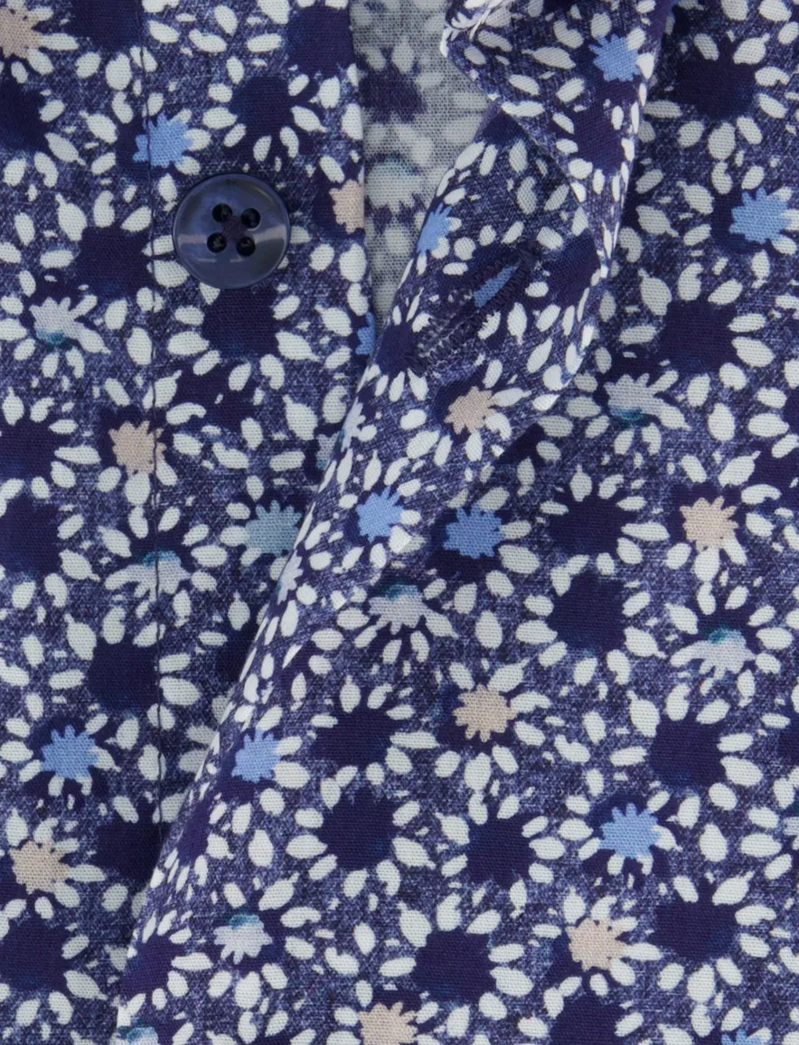 Ledub overhemd modern fit donkerblauw geprint