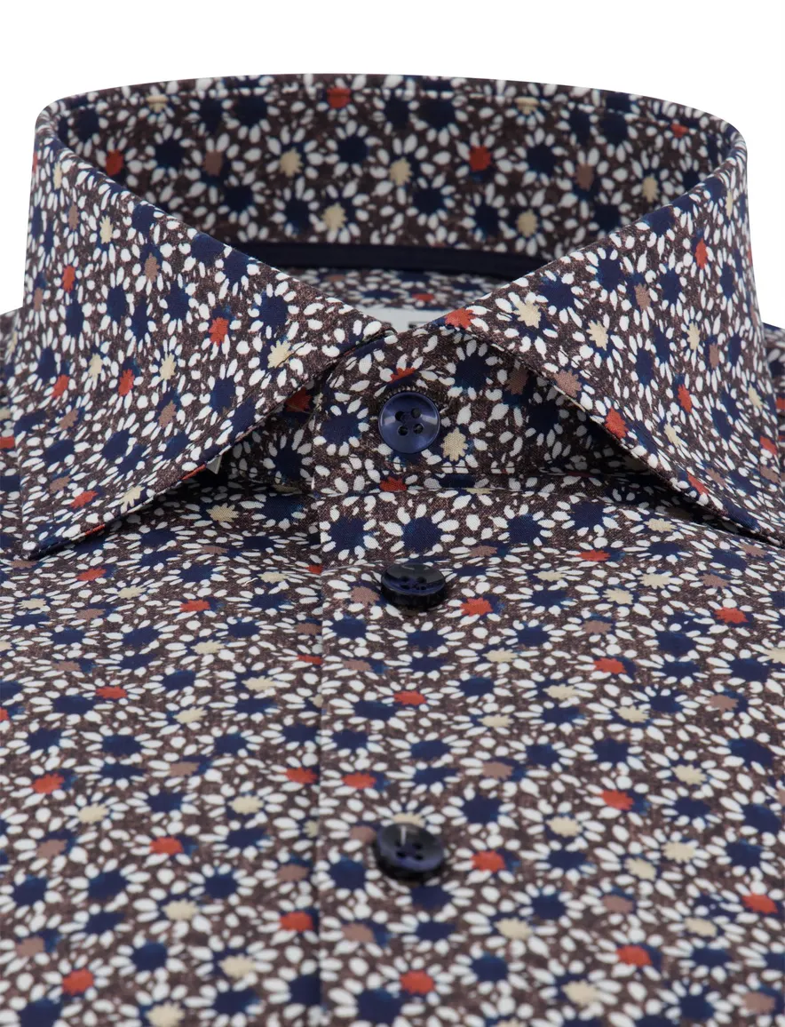 Ledûb overhemd ml 5 bruin navy